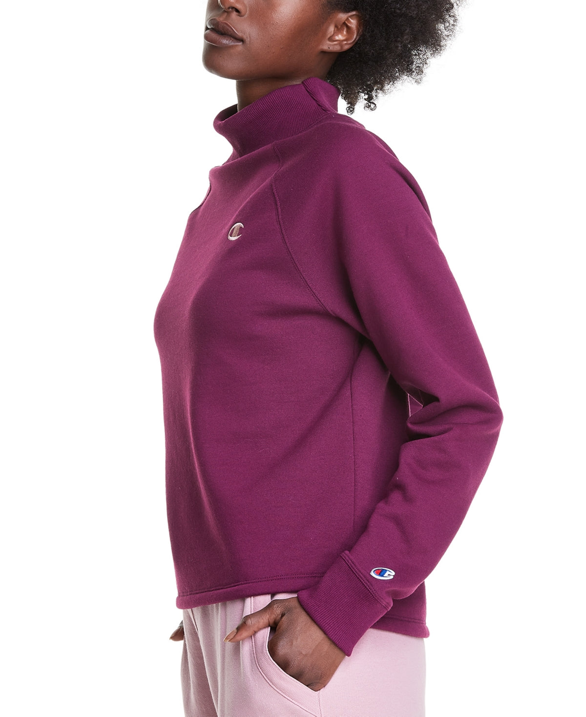 Champion Women's Mock Neck Sweatshirt Purple Size XX-Large