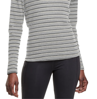 Champion Women's Campus Striped Mock Neck T-Shirt Gray Size Large