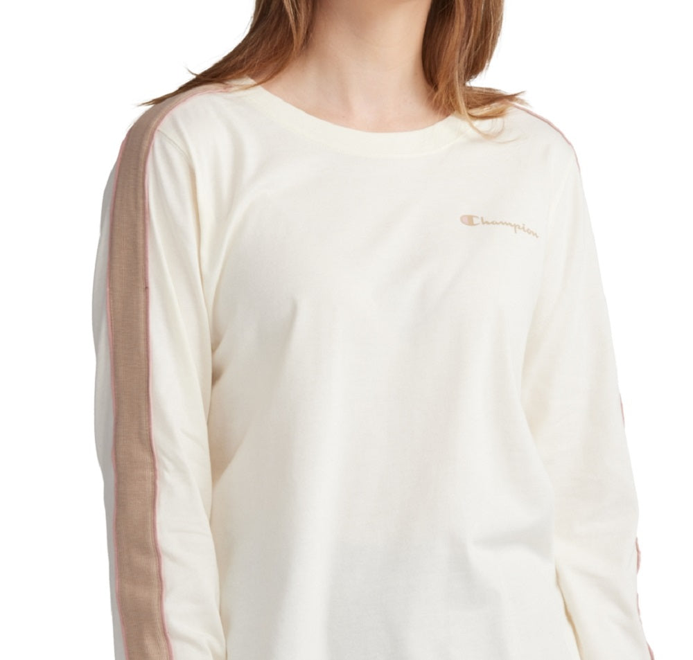 Champion Women's Campus Cotton Colorblocked Long Sleeve T-Shirt Brown Size Small