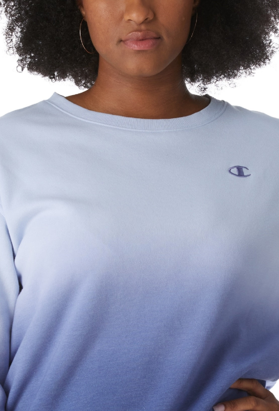 Champion Women's Fleece Ombre Dyed Crewneck Sweatshirt Blue Size 3X