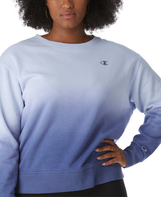 Champion Women's Fleece Ombre Dyed Crewneck Sweatshirt Blue Size 3X