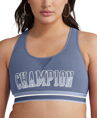 Champion Women's The Authentic Logo Medium Impact Sports Bra Blue Size Small