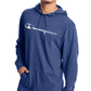 Champion Men's Logo Print Hoodie Blue Size Small