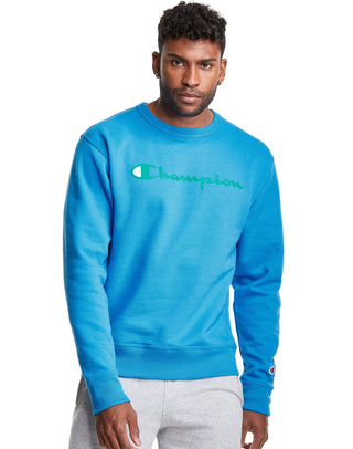 Champion Men's Powerblend Fleece Logo Sweatshirt Blue Size XXL