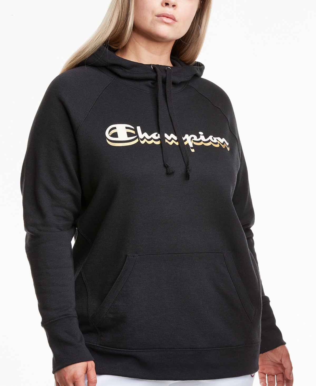Champion Women's Powerblend Logo Hoodie Black Size 2X