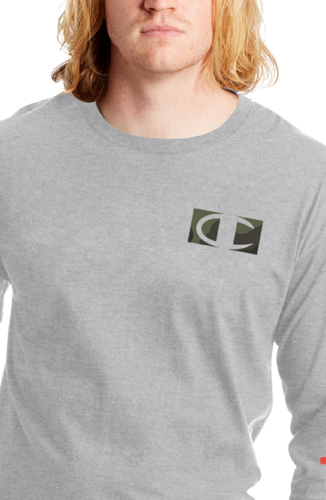 Champion Men's Graphic Logo Long Sleeve Logo T-Shirt Gray Size Small
