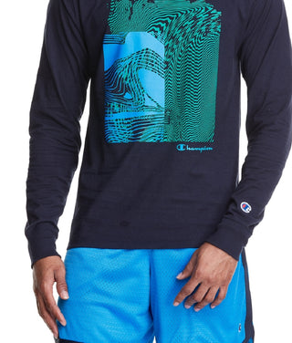 Champion Men's Abstract Graphic T-Shirt Blue Size Medium