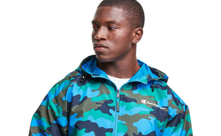 Champion Men's Athletics Packable All Over Print Jacket Blue Size X-Large