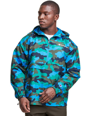 Champion Men's Athletics Packable All Over Print Jacket Blue Size X-Large