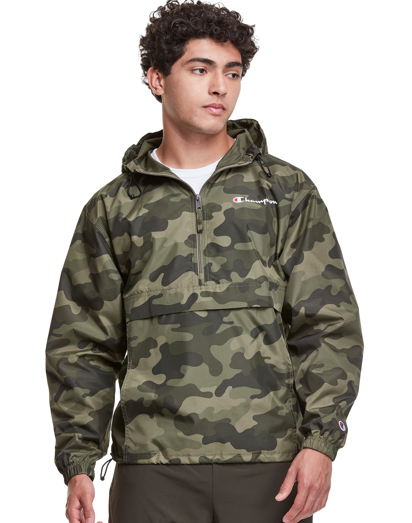 Champion Men's Athletics Packable All Over Print Jacket Green