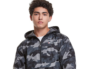 Champion Men's Athletics Packable All Over Print Jacket Gray Size XX-Large