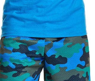 Champion Men's Mesh Print Shorts Blue Size Medium