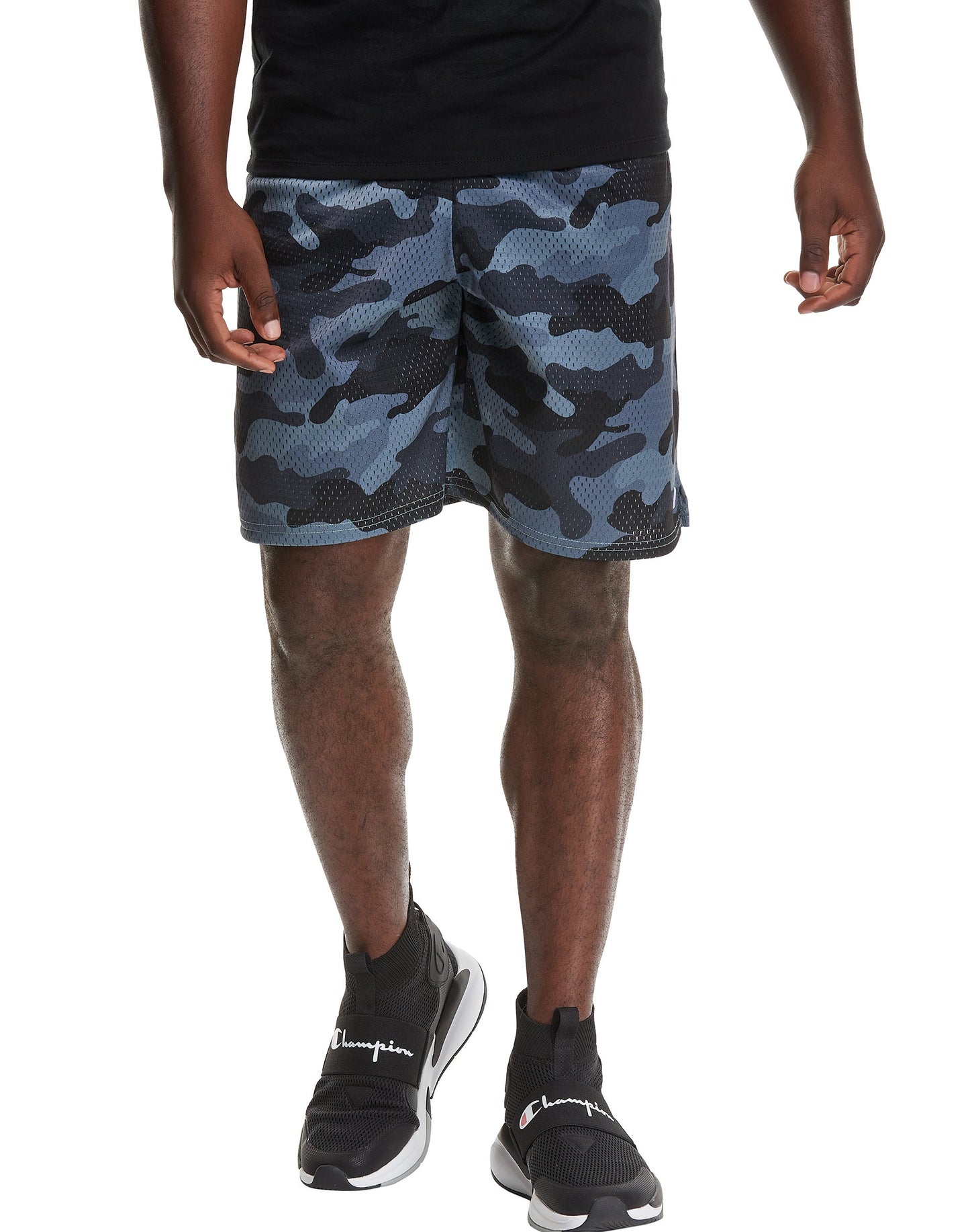 Champion Men's Mesh Print Shorts Gray Size Small