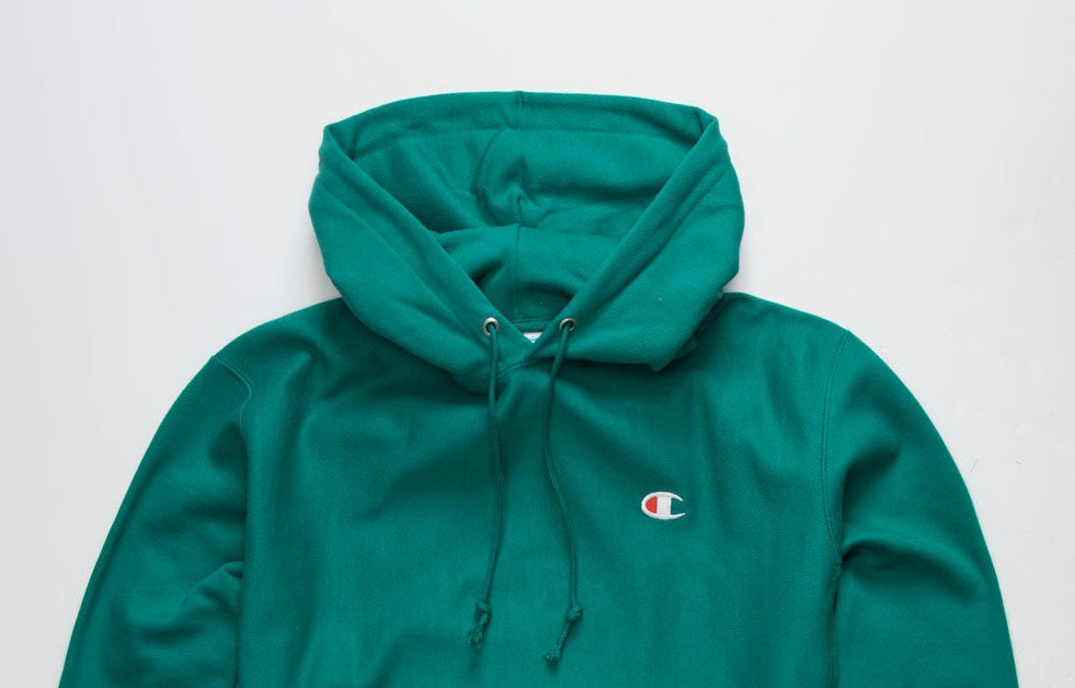 Champion Men's Reverse Weave Hoodie Green Size Small