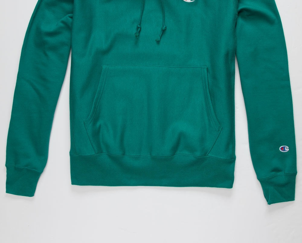 Champion Men's Reverse Weave Hoodie Green Size Small