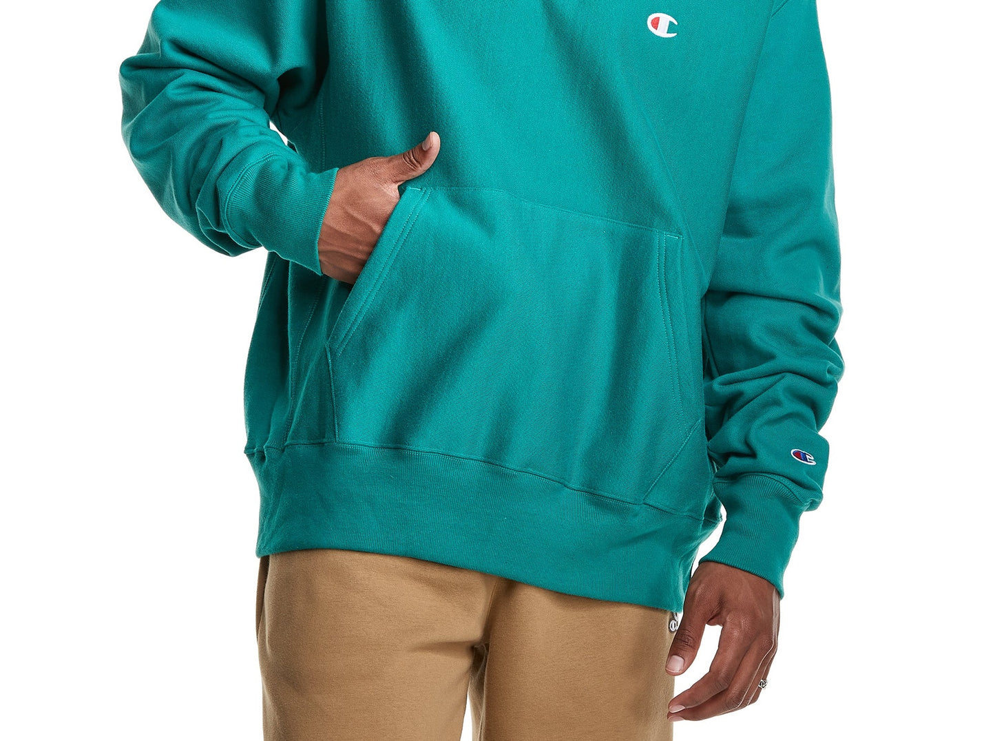 Champion Men's Reverse Weave C Logo Chlorophyll Hoodie Green Size Large