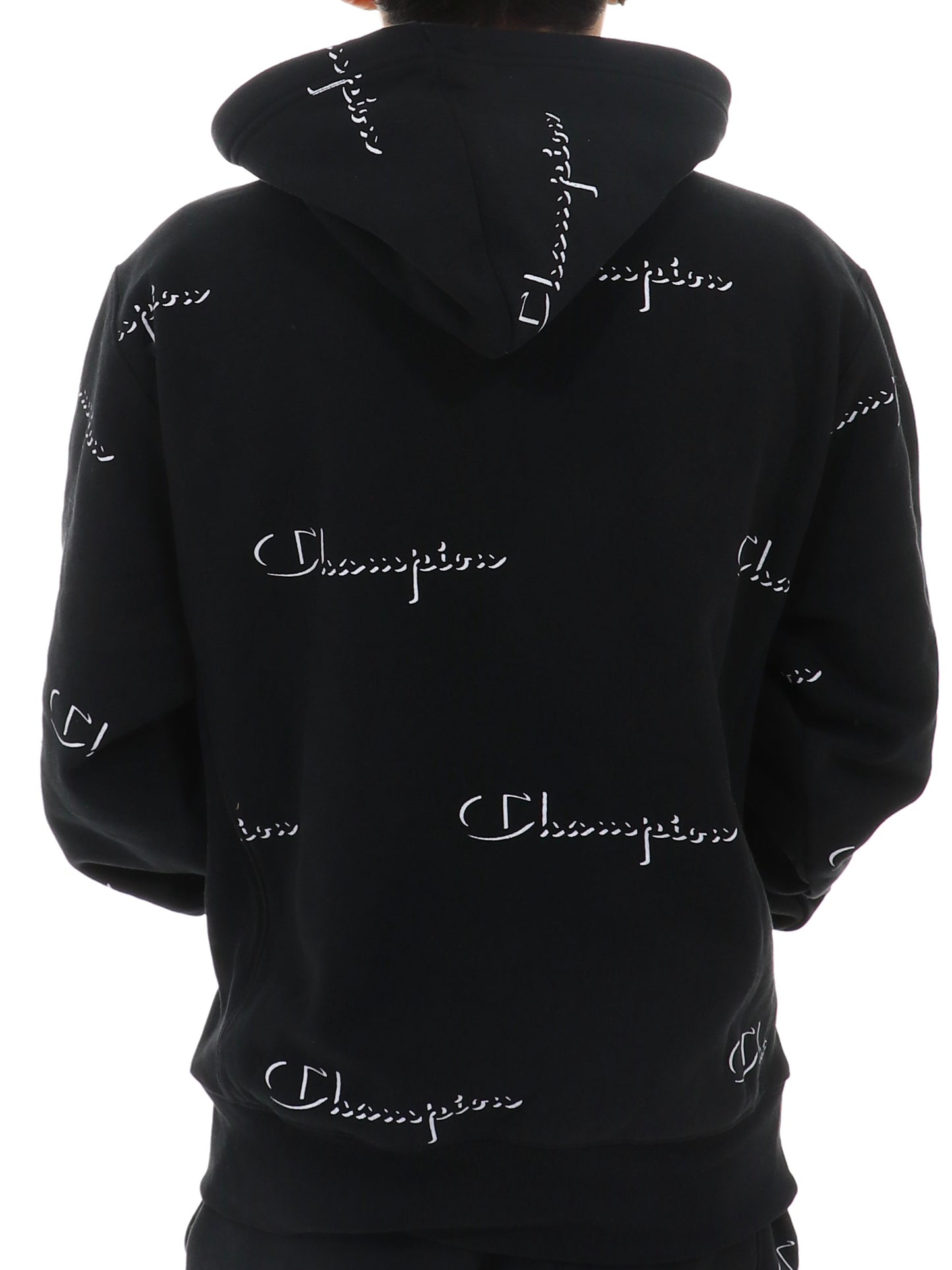 Champion Men's Reverse Weave All Over Logo Hoodie Black Size XX-Large