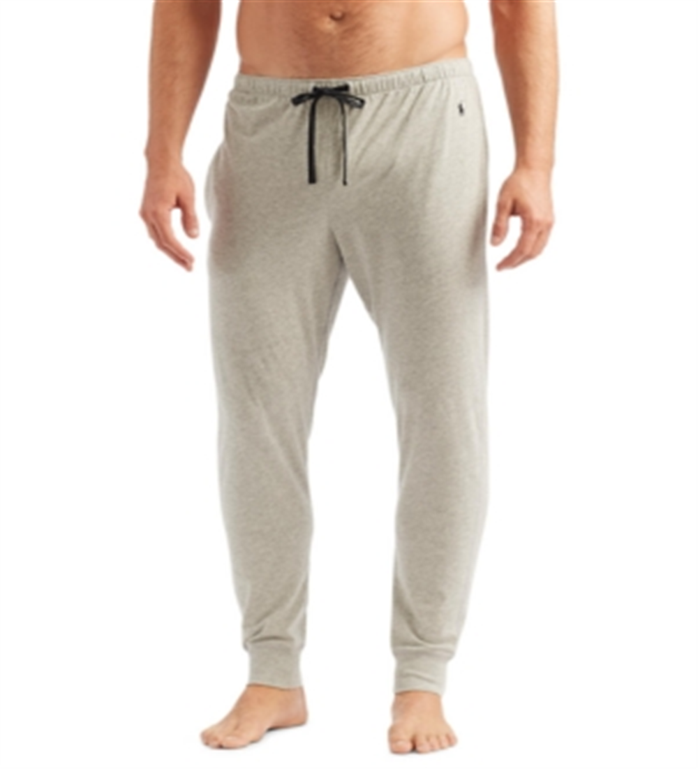 Polo Ralph Lauren Men's Knit Ribbed Pocketed Joggers Sleep Pants Gray Size Large