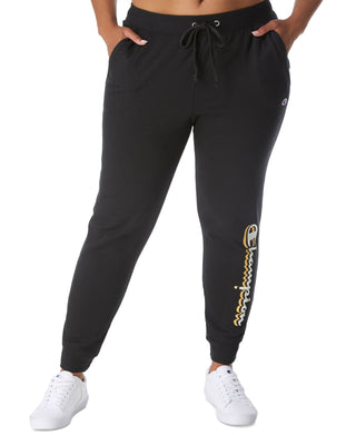 Champion Women's Powerblend Graphic Jogger Pants Black Size 1X
