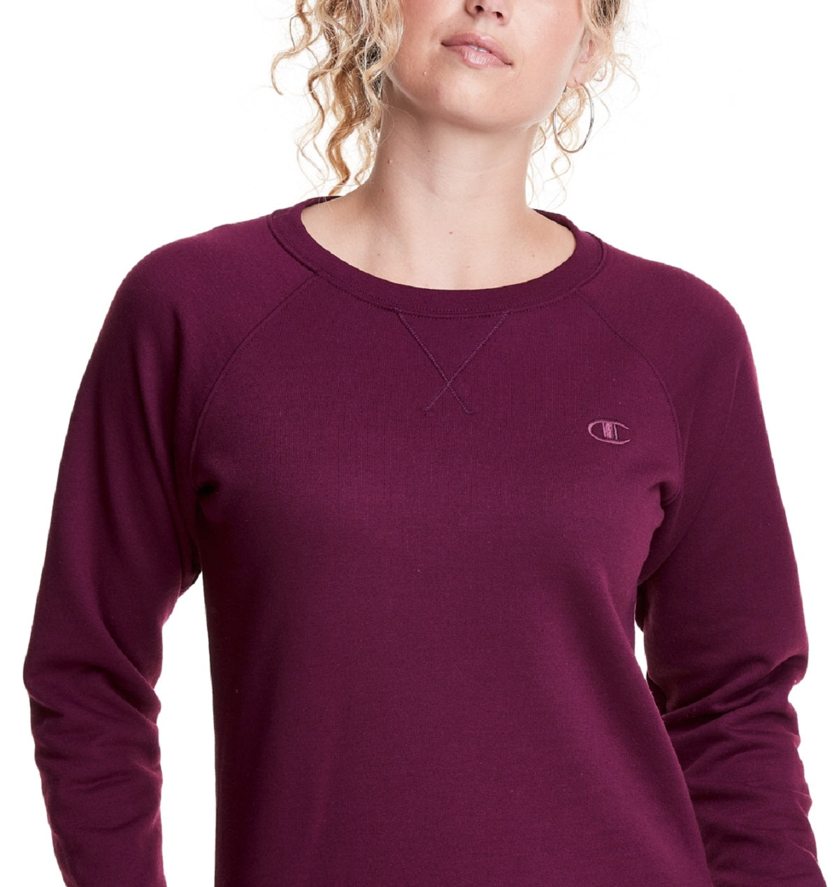 Champion Women's Powerblend Boyfriend Graphic Crew Purple Size Medium