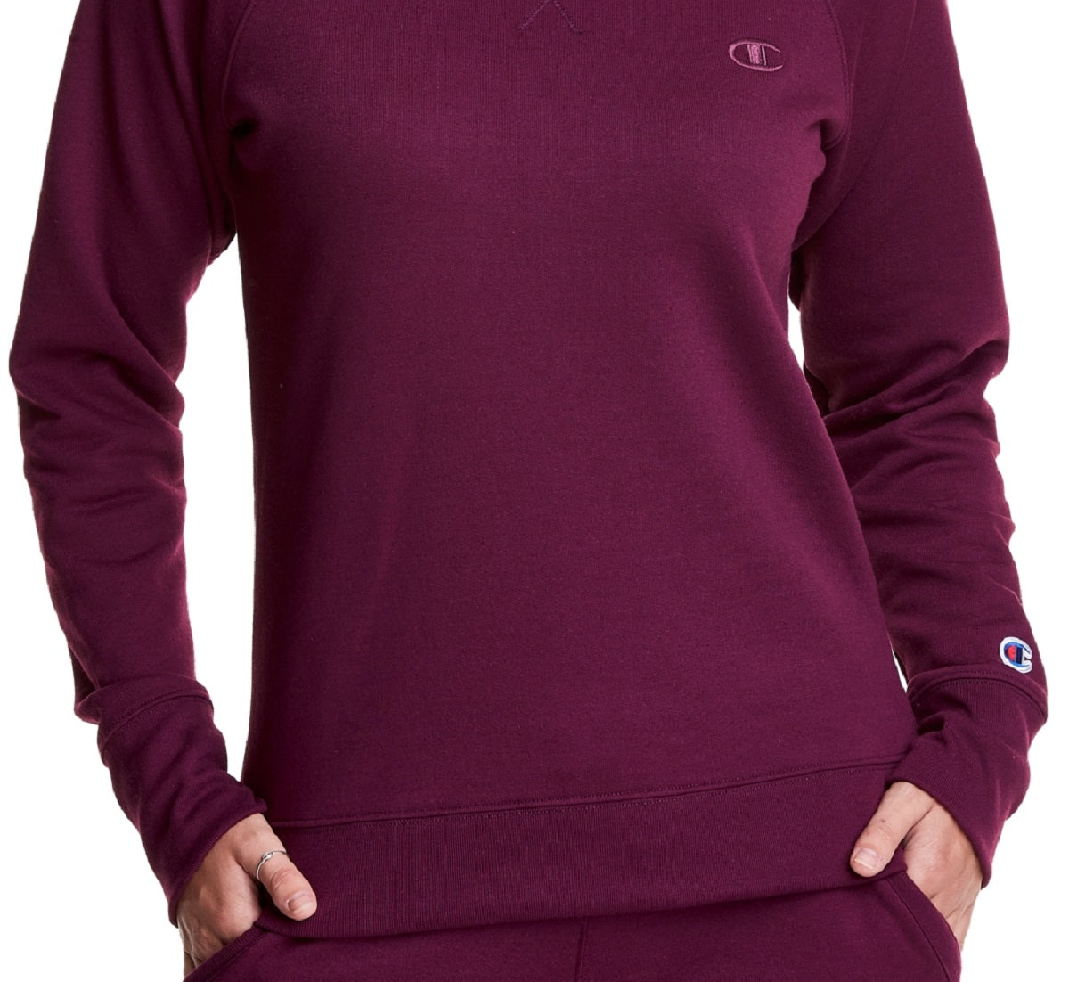 Champion Women's Powerblend Boyfriend Graphic Crew Purple Size Medium