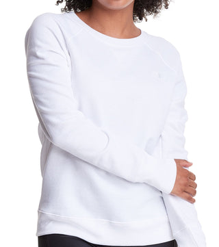 Champion Women's Powerblend Boyfriend Crewneck Top White Size Medium