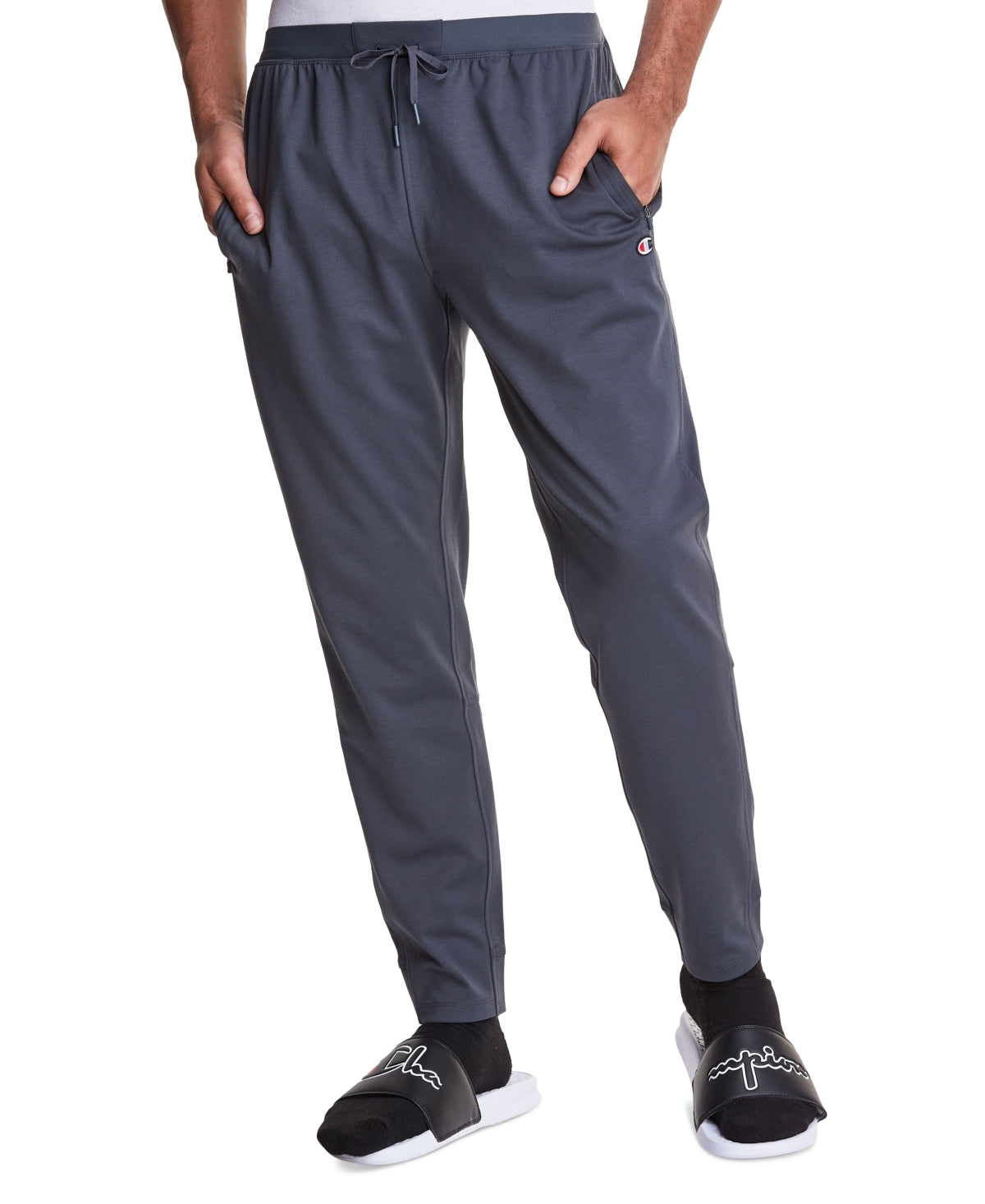 Champion Men's Signature Sport Slim Fit Pointe Knit Drawstring Pants Gray Size Large