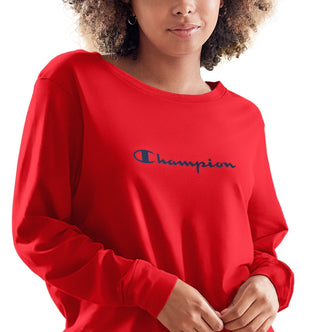Champion Women's Long Sleeve Lounge Sleep T-Shirt Red Size Medium