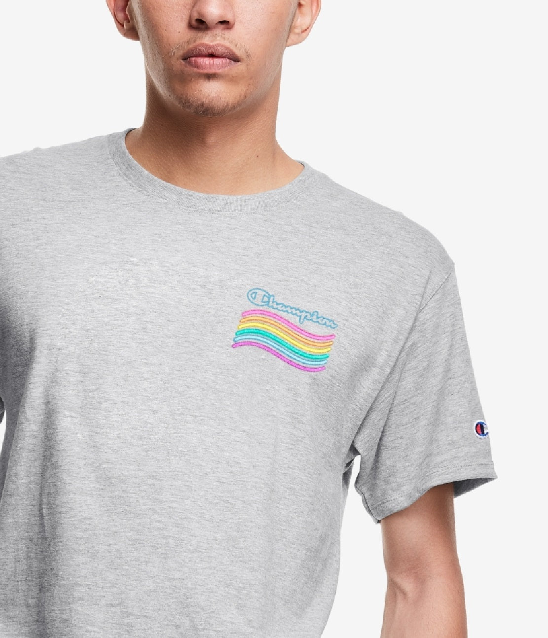 Champion Men's Equal V2 Logo Graphic T-Shirt Gray Size Large