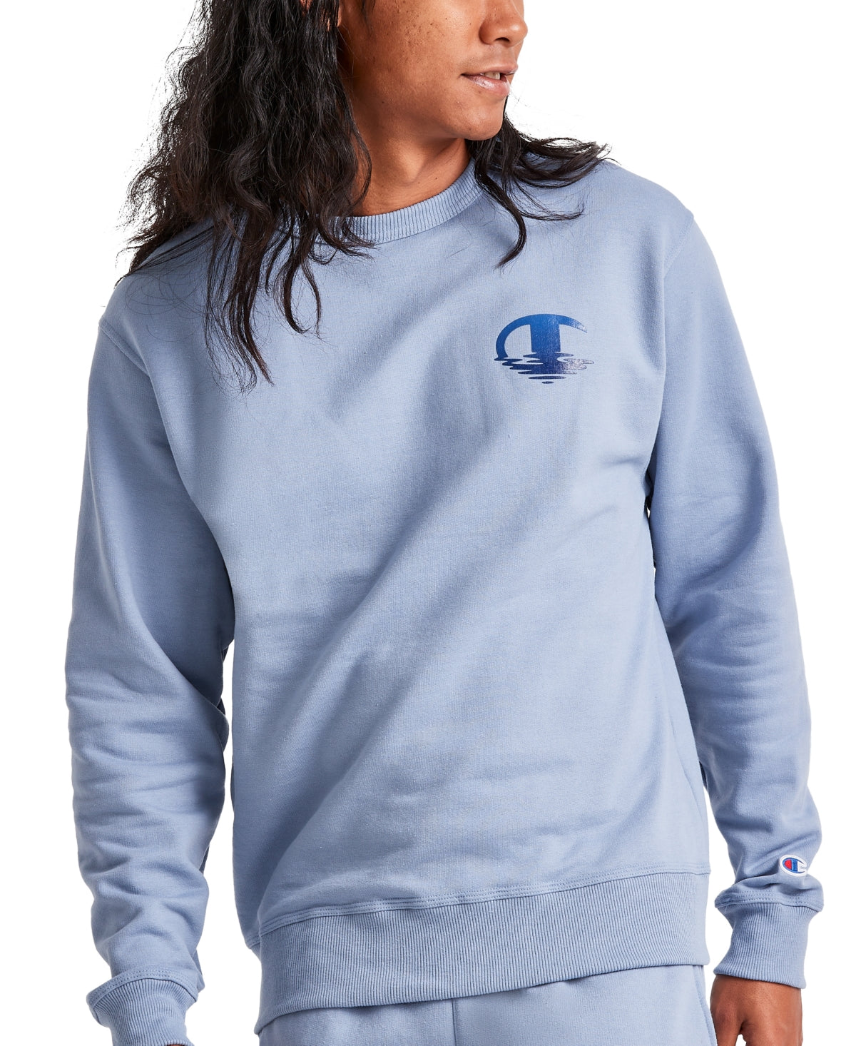 Champion Men's Standard Fit Logo Print Fleece Sweatshirt Gray Size XXL