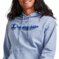 Champion Men's Powerblend Logo Print Fleece Hoodie Blue Size Medium