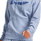 Champion Men's Powerblend Logo Print Fleece Hoodie Blue Size Medium