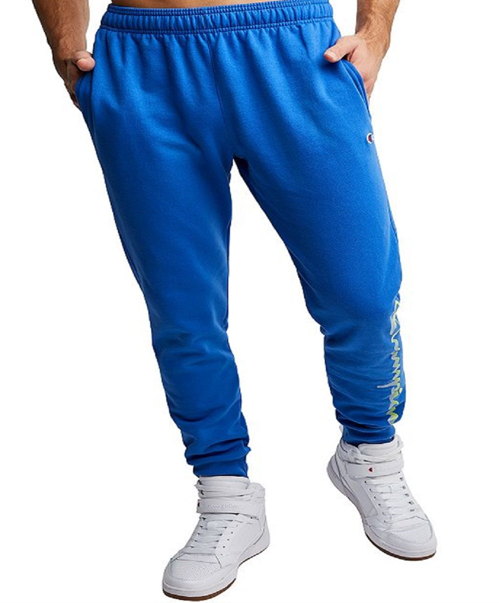 Champion Men's Powerblend Graphic Jogger Sweatpants Blue Size Large