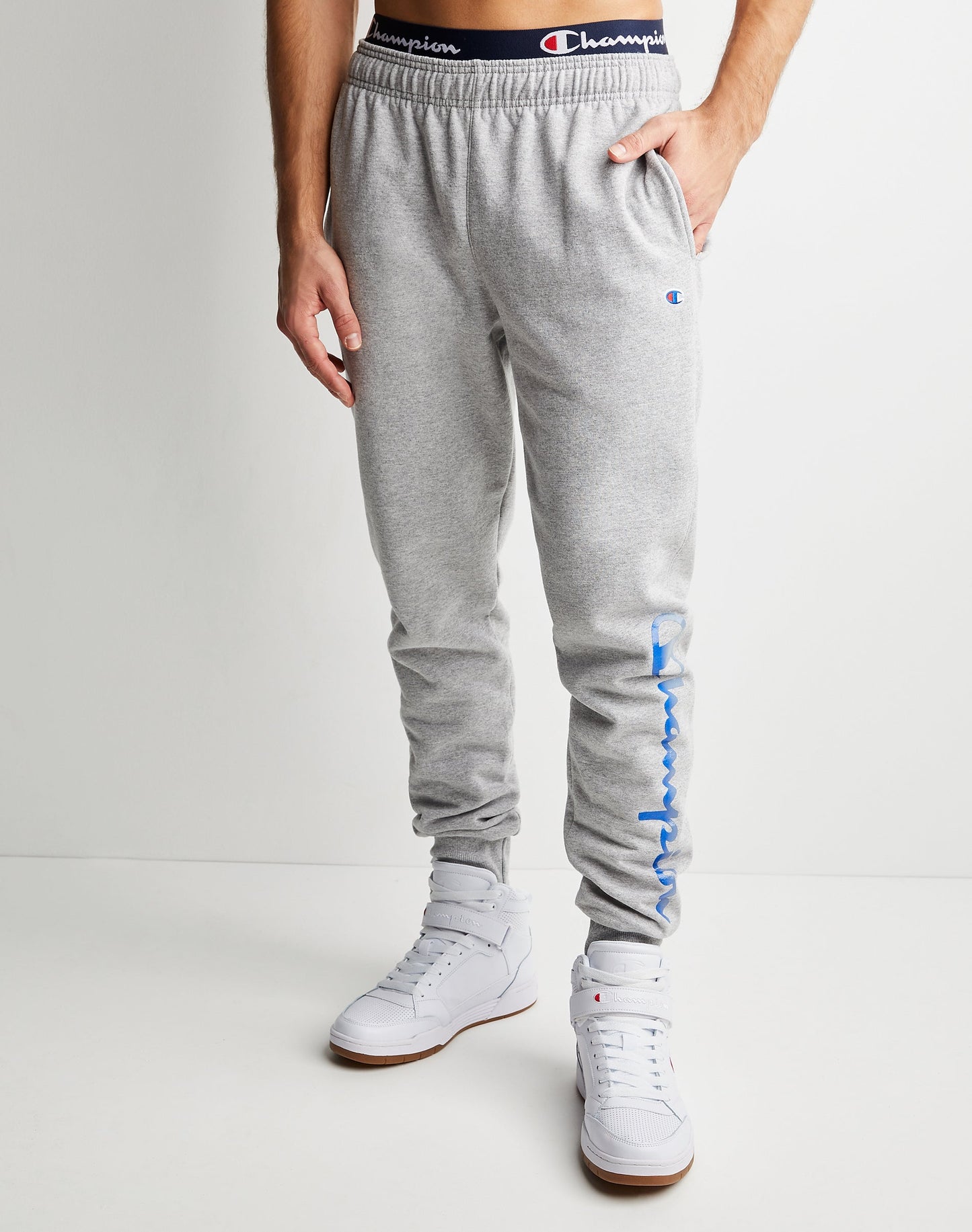 Champion Men's Powerblend Fleece Joggers Gray Size Medium