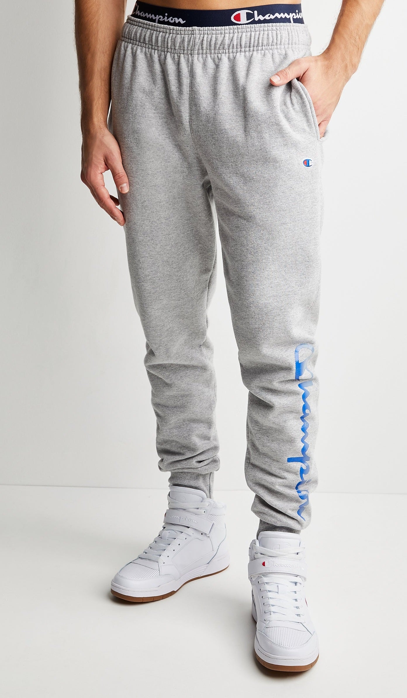 Champion Men's Powerblend Fleece Joggers Gray Size Large