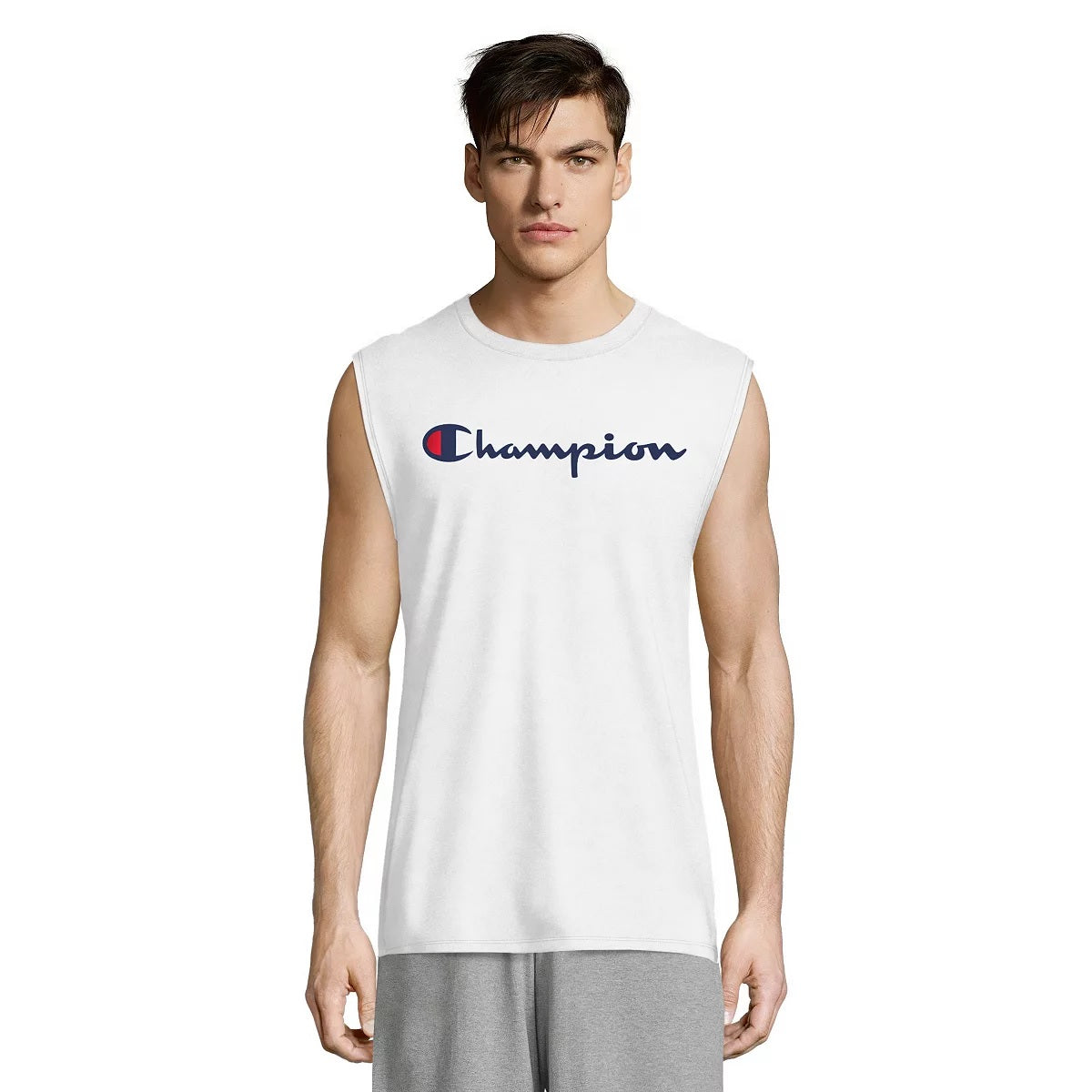 Champion Men's Logo Sport Muscle Sleeveless Tank Top White Size S