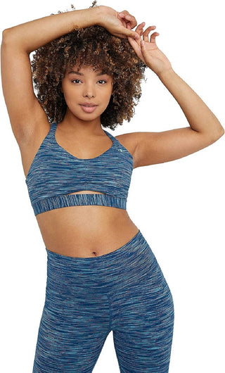 Champion Women's Soft Touch Ruched Sports Bra Blue Small