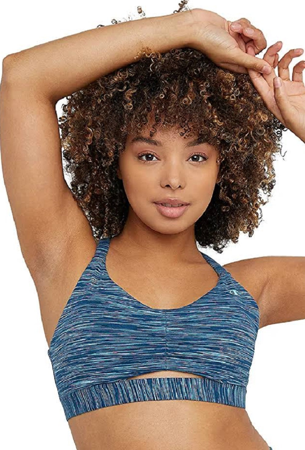 Champion Women's Soft Touch Ruched Sports Bra Blue Small