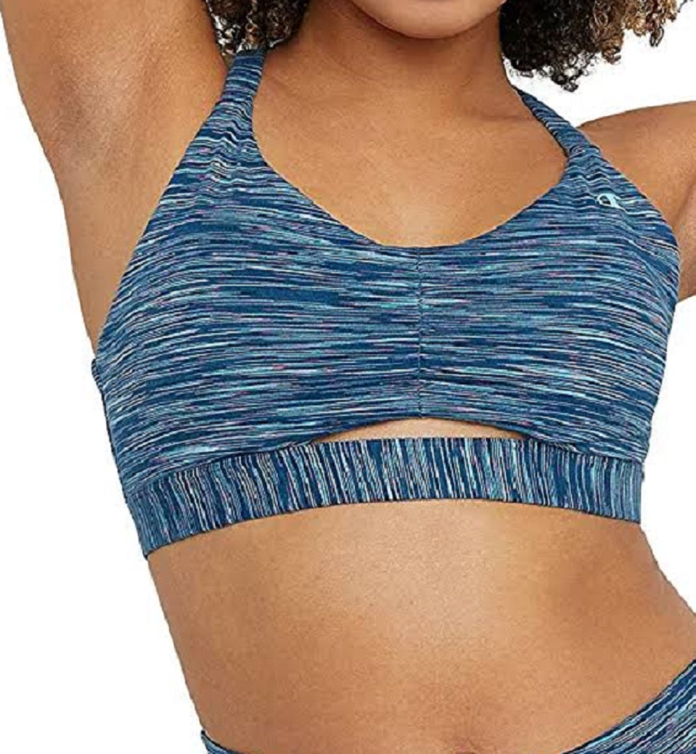 Champion Women's Soft Touch Ruched Sports Bra Blue Small