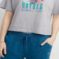 Champion Women's Graphic Cropped Short Sleeve T-Shirt Gray Size Large