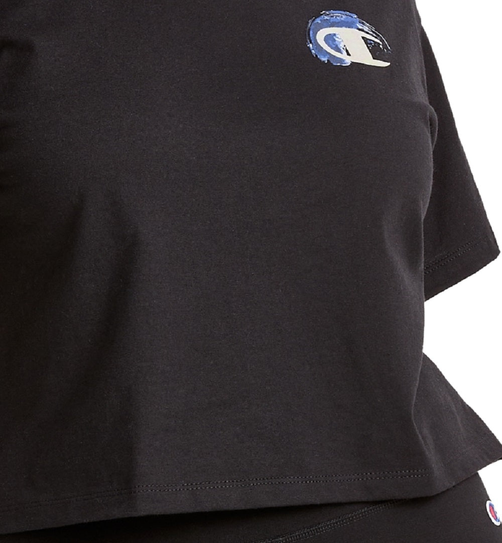 Champion Women's Cropped Logo T-Shirt Black Size Medium