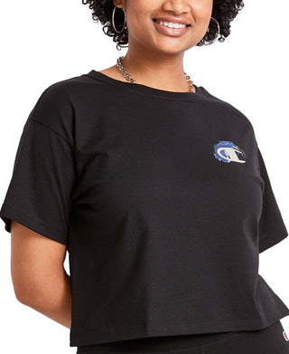 Champion Women's Cropped Logo T-Shirt Black Size Medium