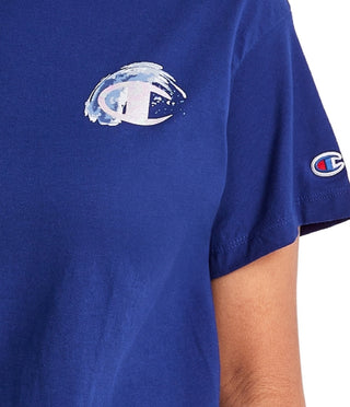 Champion Women's Cropped Logo T-Shirt Blue Size XX Large