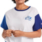 Champion Women's Colorblocked Cropped T-Shirt White Size XX-Large