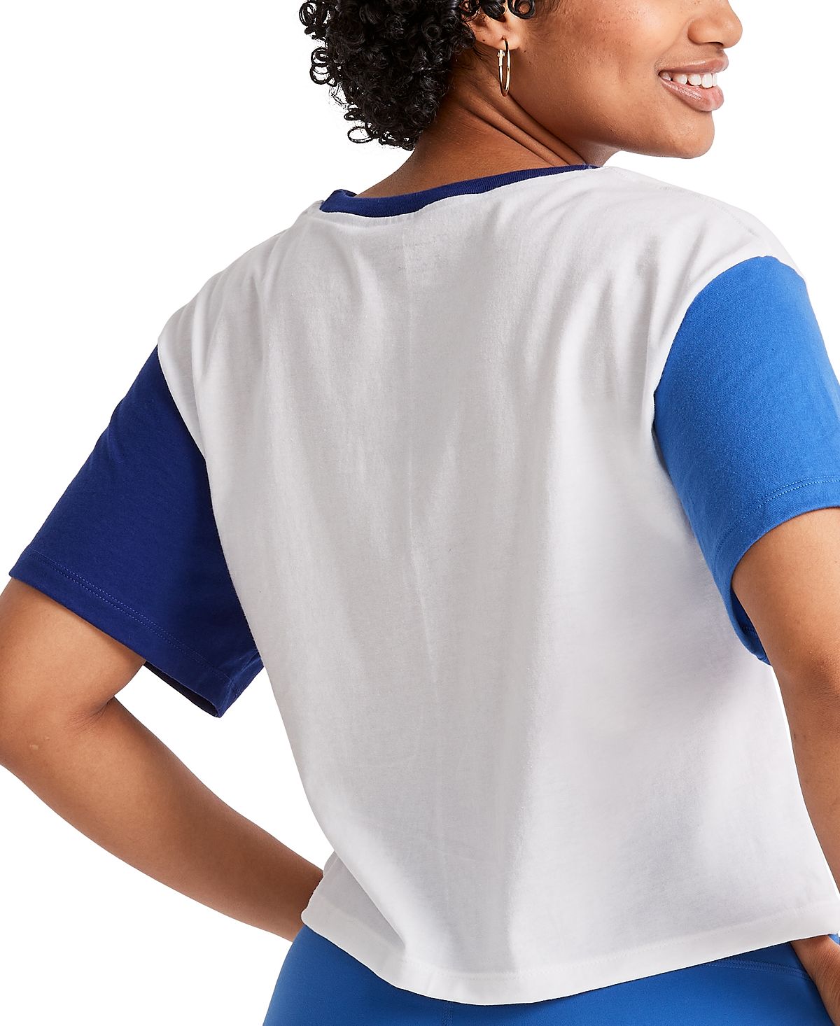 Champion Women's Colorblocked Cropped T-Shirt White Size XX-Large