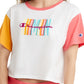 Champion Women's Colorblocked Cropped T-Shirt White Size X-Small