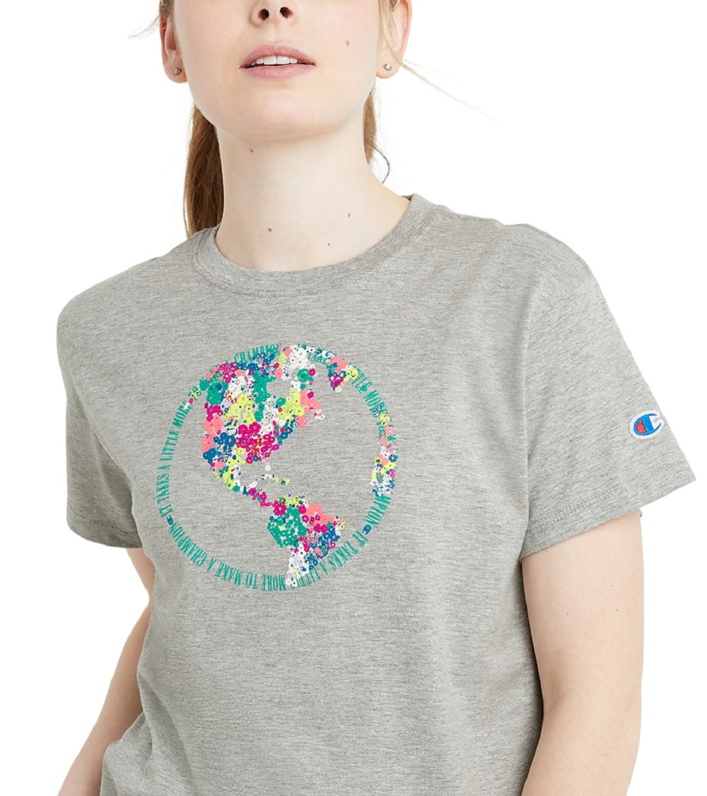 Champion Women's Classic Short Sleeve T-Shirt Gray Size Large