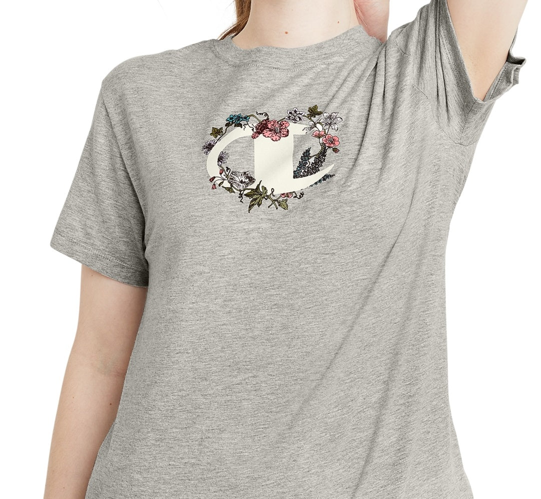 Champion Women's Graphic Print Classic T-Shirt Gray Size Large