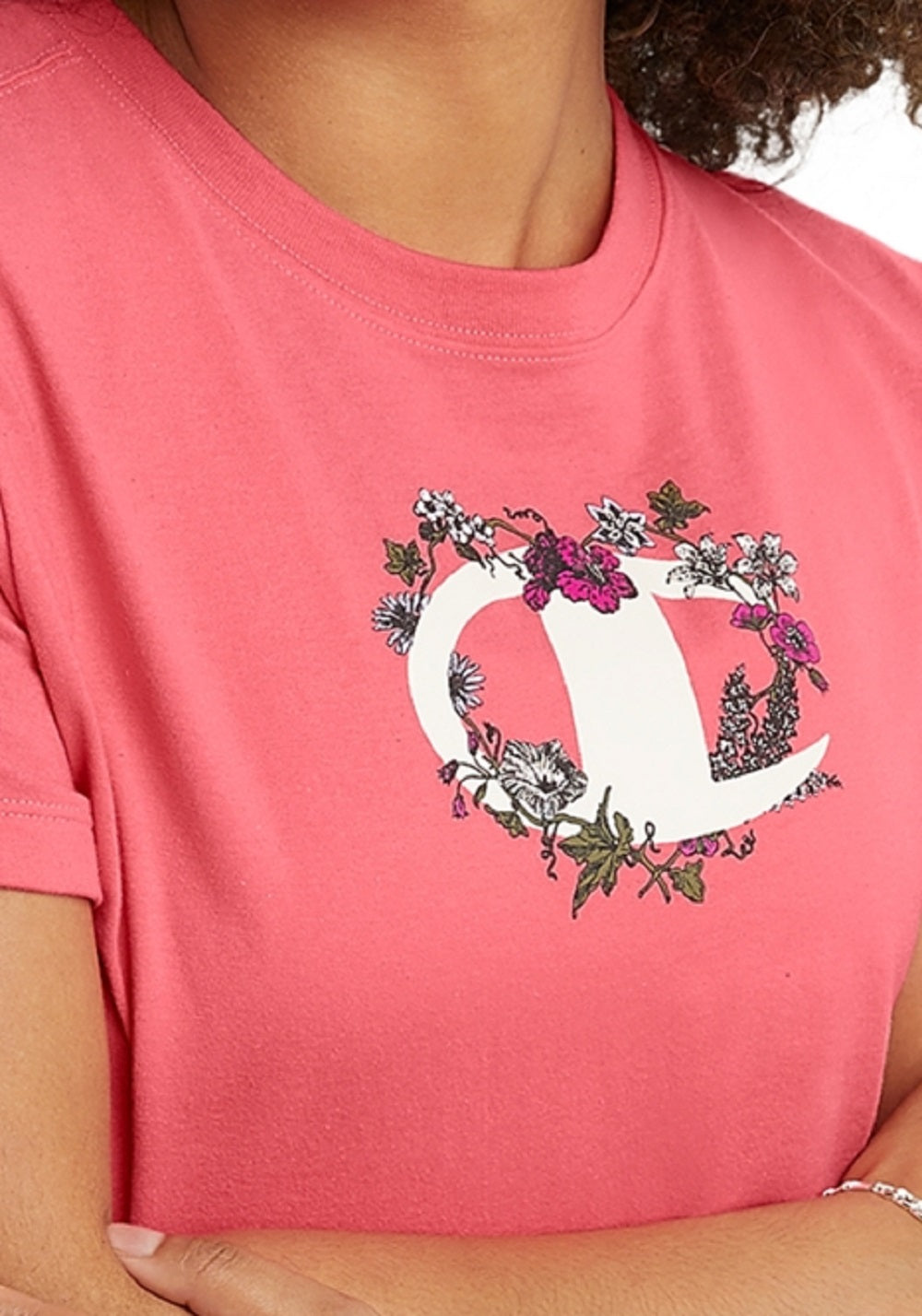 Champion Women's Graphic Print Classic T-Shirt Pink Size Small