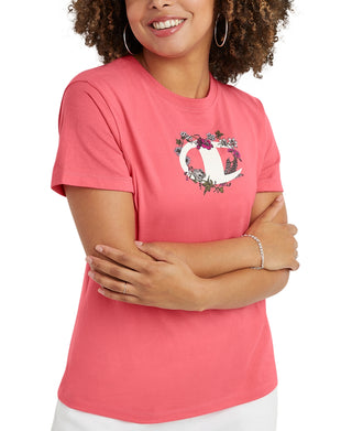 Champion Women's Graphic Print Classic T-Shirt Pink Size Large